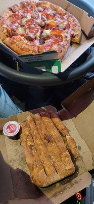 5/10/23 small sausage and pepperoni order of breadsticks yummers! Delivered right to the truck