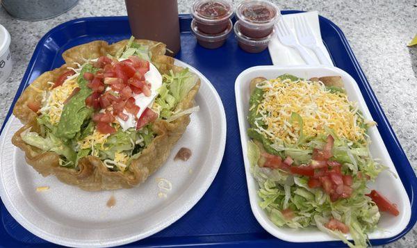 Taco Salad  & 3 Big Rolled Tacos