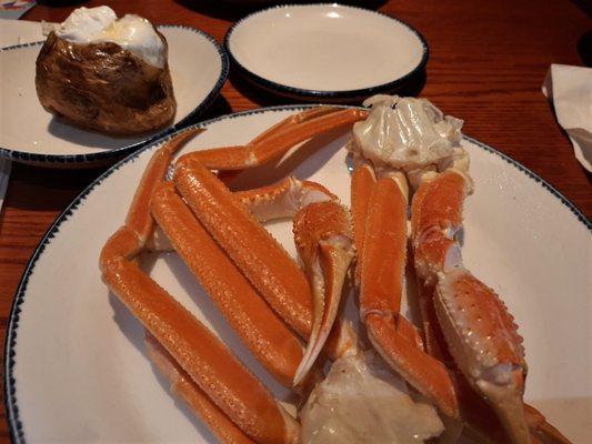 Crab legs & baked potato for $22.99. Much less than they picture on their menu