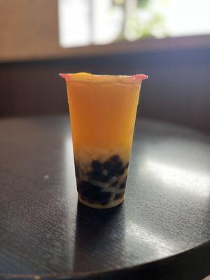 Green tea litchi + litchi gel + boba