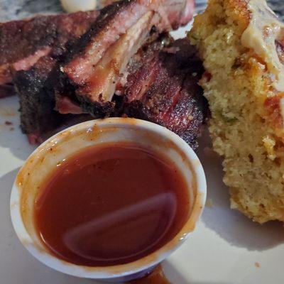 Ribs and corn bread