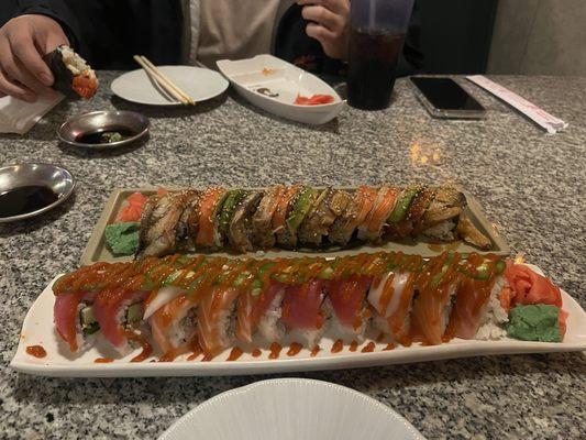 Dragon Roll (top) and 49ers Roll (bottom)