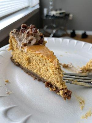 Slice of pumpkin cheesecake