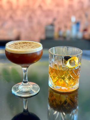 Harmony Café pop-up 1/29/23. Espresso martini & Time and Space(old fashioned)