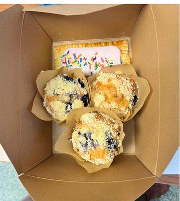 Blueberry muffins + strawberry poptarts (all GF)