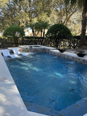 Pool and hot tub after renovation.