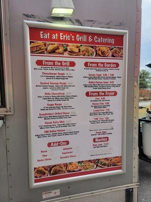 Food truck menu