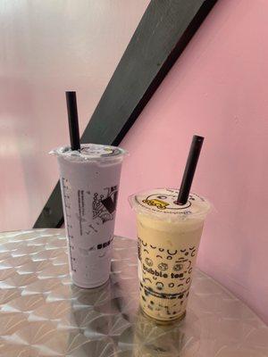 Taro slush, coffee jelly bubble tea