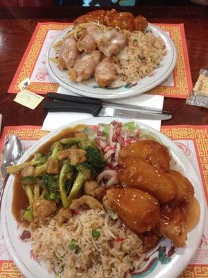 Broccoli chicken with sweet and sour chicken combination!