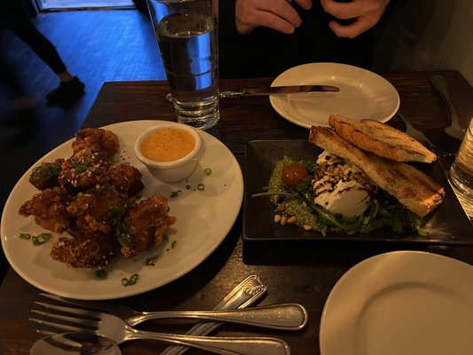 Fried Chicken, Burrata Salad