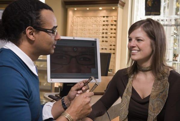 Cutting edge technology provides you with an image of what you look like with each pair of frames you select