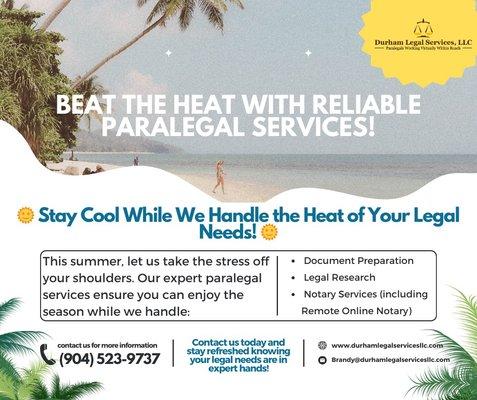 Don't let the summer heat slow you down. Contact us today and stay refreshed knowing your legal needs are in expert hands!