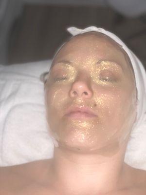 24k gold Hydrojelly mask. Comes with the deluxe facial.