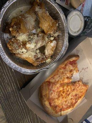 Personal Pizza and garlic parm wings