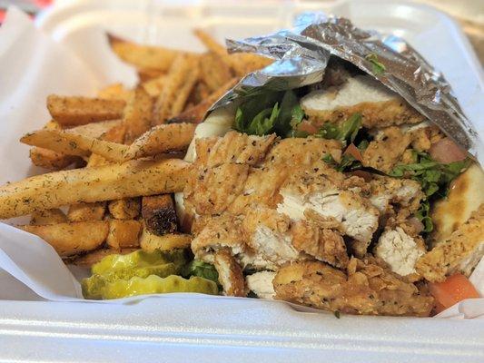 Crispy Chicken Pita with Dill Fries