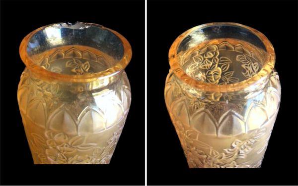 Crystal Repair Restoration Lalique Vase Before & After