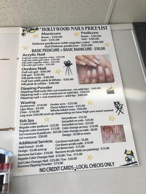 Hollywood nails price list