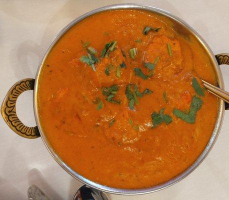 the Chicken Tikka Masala (boneless cubes of grilled chicken in Tandoor and cooked in a rich creamy tomato and onion sauce)