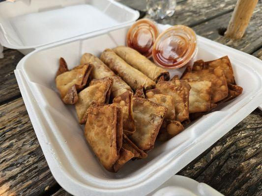 Crab rangoons and egg rolls