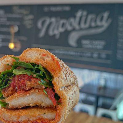 The Slice- Chicken cutlet, fried mozzarella, marinara, arugula