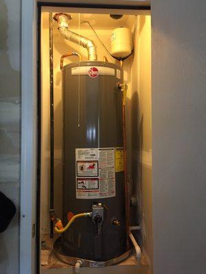 The new water heater install. Fast service and reasonable price.