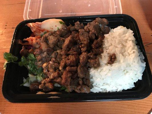 Kim chi beef rice bowl ($11)