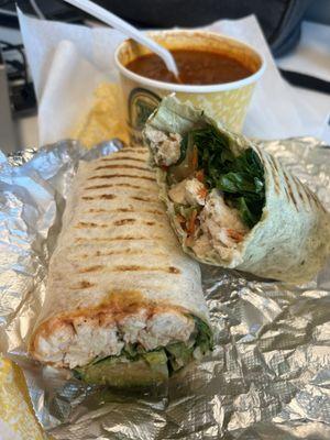 1/2 buffalo wrap 1/2 Asian wrap and turkey chili