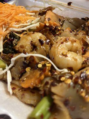 Pad si ew with Shrimp (double spicy)