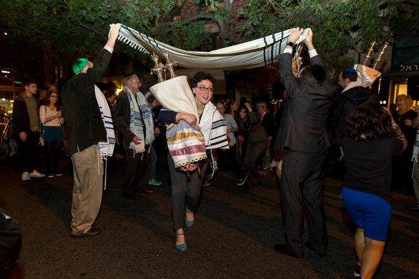 Dancing in the street for Simchat Torah