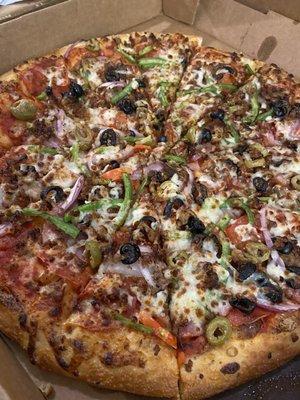 Monday special. Any large pizza for $12. Good value.