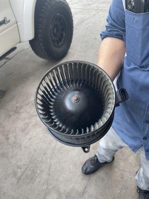 Replaced Blower Motor Assembly Wheel