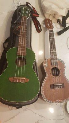 The green next to my other ukulele I painted on.