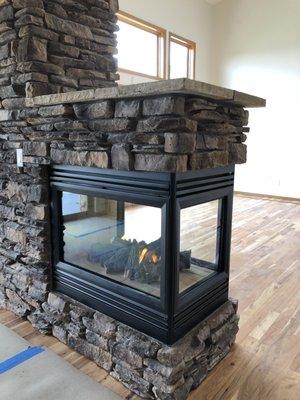 This is the same Heatnglo Pier 3 sided fireplace from the previous photos. Looks like new. All it needed was some love.