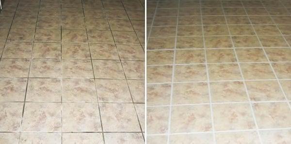 Tile floor grout cleaning and repair