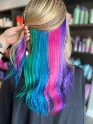 Vivid, colorful, rainbow hair!  So much fun!