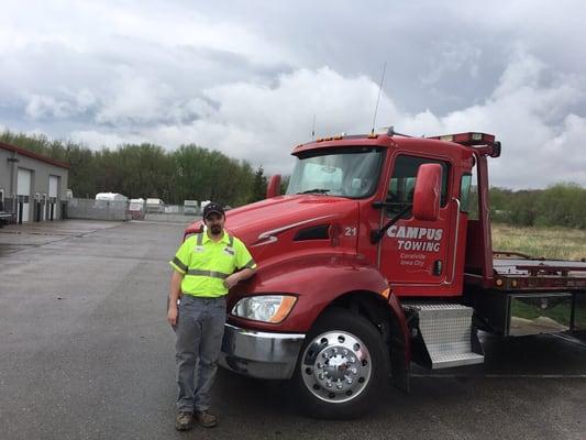 Unit 21 "Big Red with" with our Tow Manager Chris