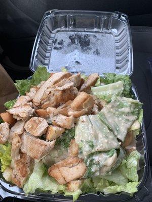 Chicken Caesar salad. Loaded w chicken!