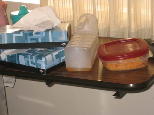 CNA stuck this there and left room and had watched them sit his food tray on there right next to it. it took a couple of times