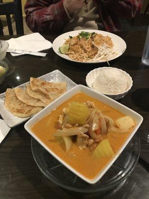 Massaman Curry w/ Chicken, and Pad Thai