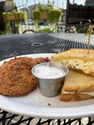 Lobster grilled cheese ($22) + green fried tomatoes substitute ($3)