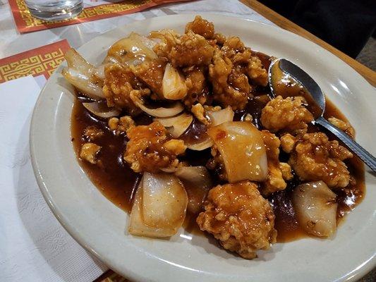 Crispy Shrimp with onion instead of that yucky broccoli stuff!