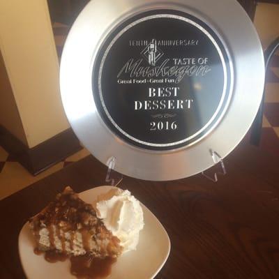 Taste of Muskegon First Place Best Dessert. Caramel Pecan Cream Cake.