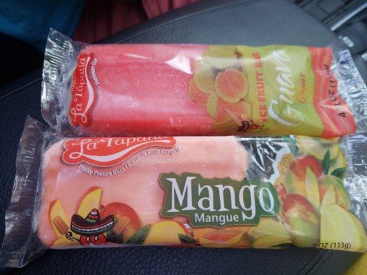 $1 fruit bars. All kinds. Guava and mango shown here