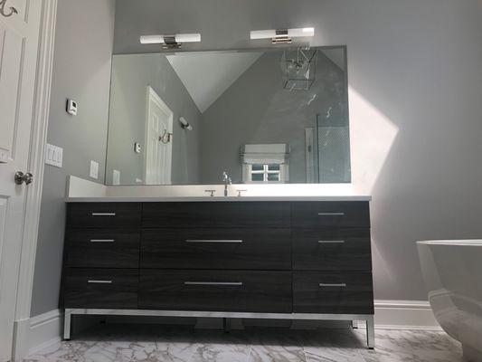 Bathroom upgrade with new vanity and double sink