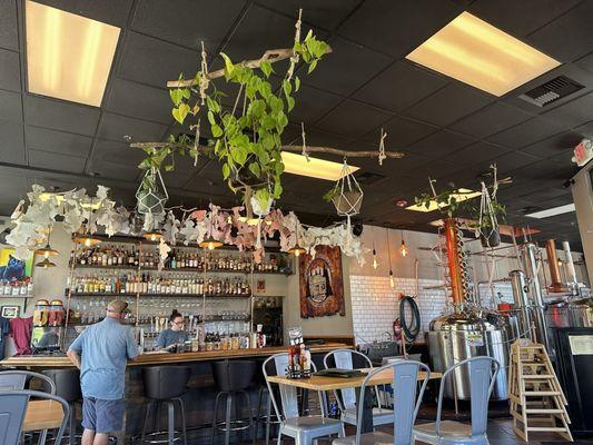 The bar and the distillery where they make their own drinks