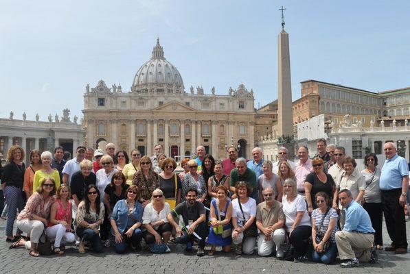 A Durgan group at the Vatican, with St. Peter's Basilica in the background