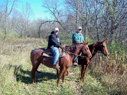 Trail ride with owners Tom and Terry