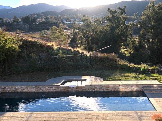 View of pool remodel from our master bedroom deck.