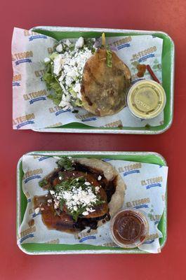 Top is the GORDITAS bottom is the JALAPENO RELLENO TACO.