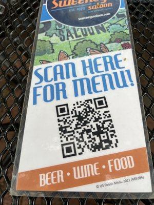 Scan for the menu! Menu had lots of great options.